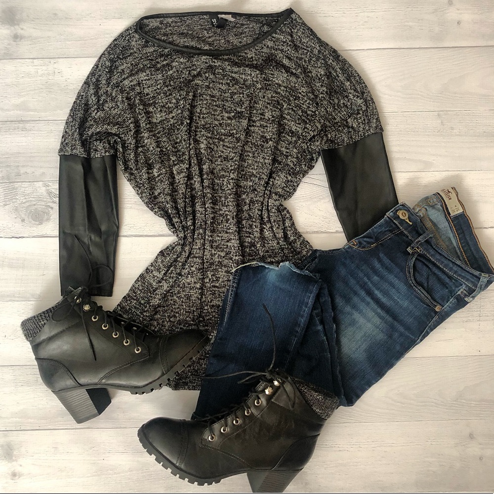 Divided by H&M Sweater with Leather Sleeves